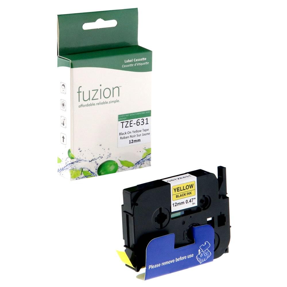 Fuzion New Compatible Label Tapes for Brother TZE 631 12mm Tape - Black on Yellow