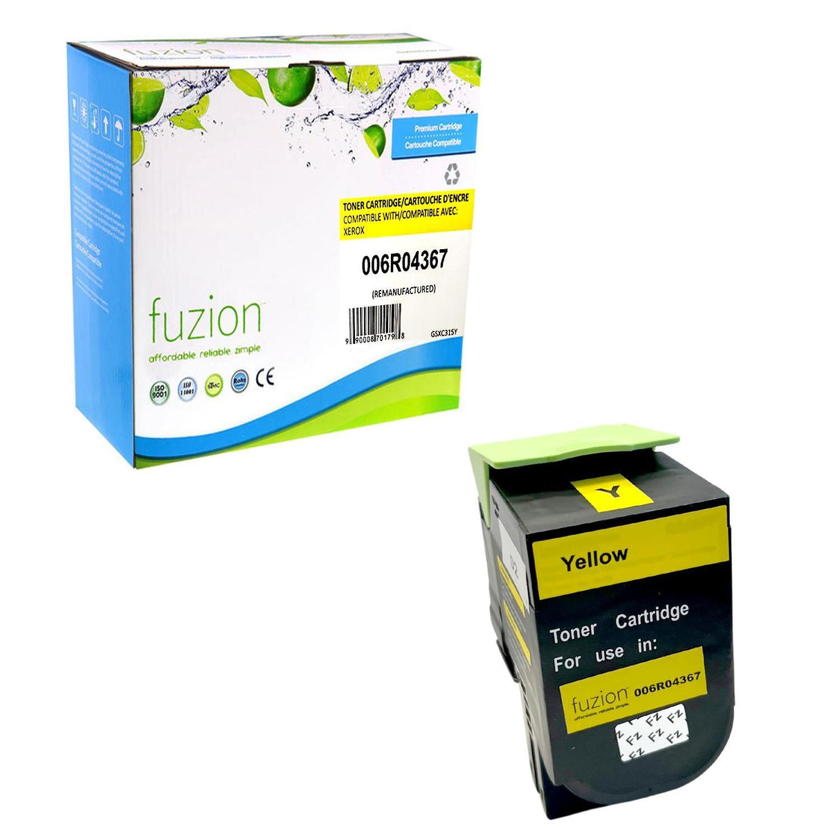 Fuzion Remanufactured Toner for Xerox 006R04367 High Yield - Yellow