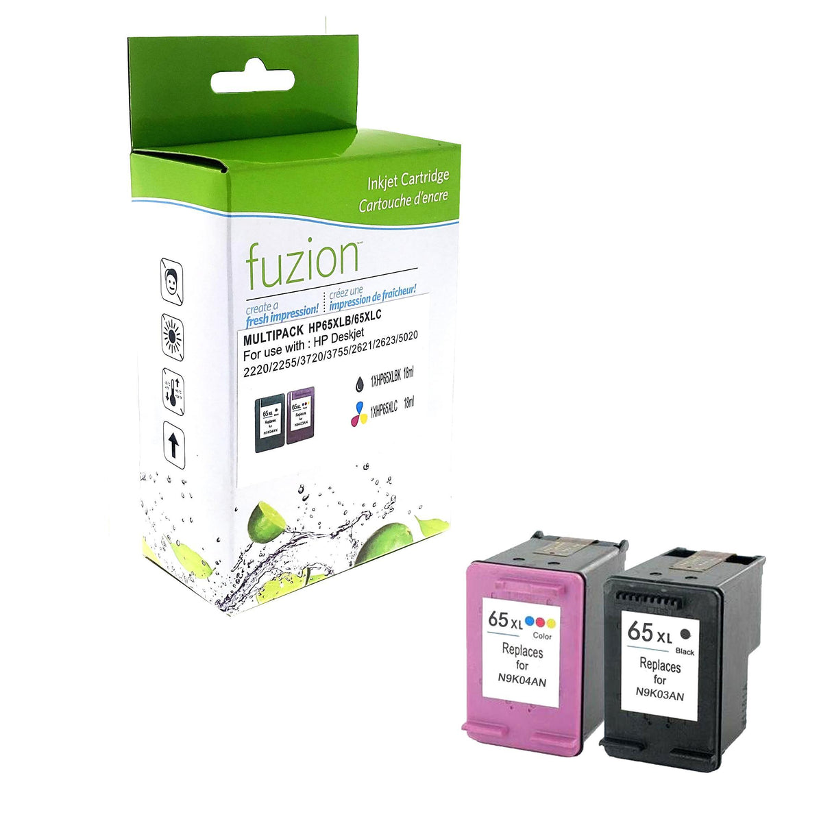 Fuzion Remanufactured Inkjet for HP #65XL Set - Black/CMY
