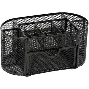 Merangue Desktop Organizer, 8 compartments - Mesh, Wire Mesh - Black