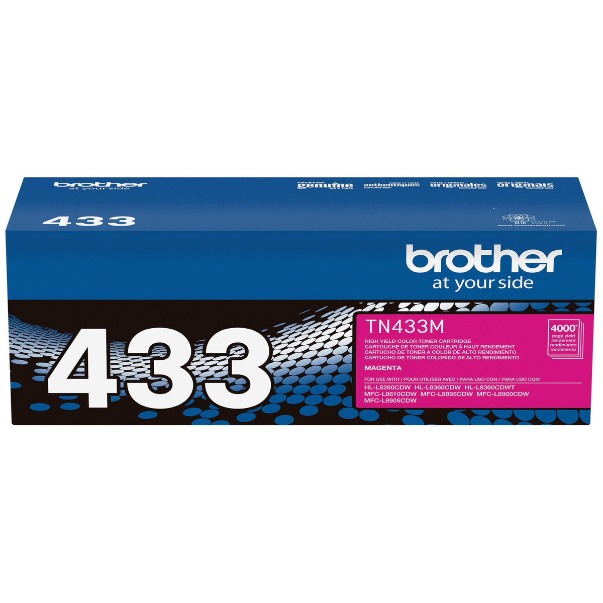Brother TN433M Magenta Toner Cartridge, High Yield