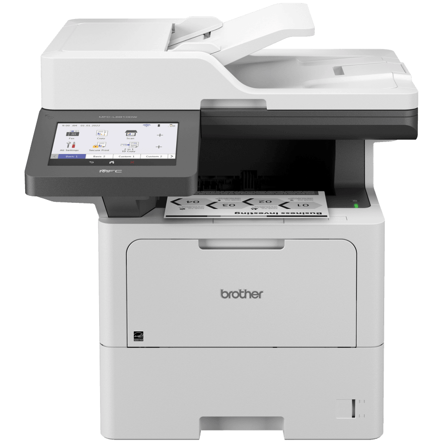 Brother MFC-L6810DW Enterprise Monochrome Laser All-in-One Printer with Low-cost Printing,
Large Paper Capacity, Wireless Networking, Advanced Security Features, and Duplex Print, Scan,
and Copy
