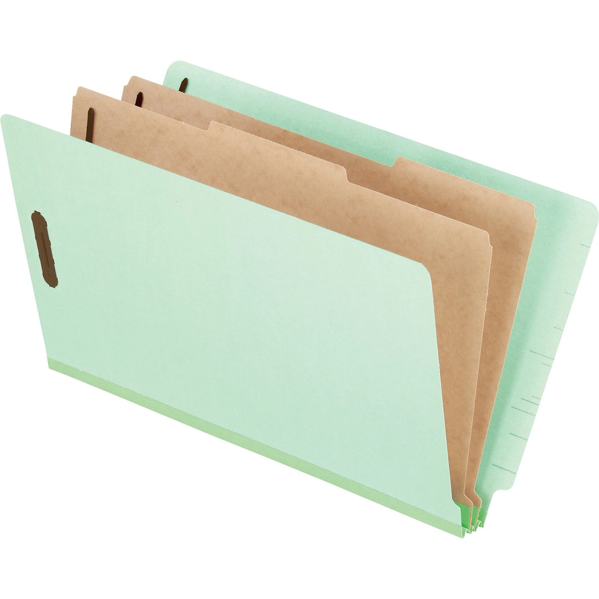 Pendaflex End Tab Classification Folders – Legal Size, 2" Expansion, 2 Dividers, Light Green Pressboard, Tyvek Gusset, Tear/Rip Resistant, 70% Recycled, 10/Box