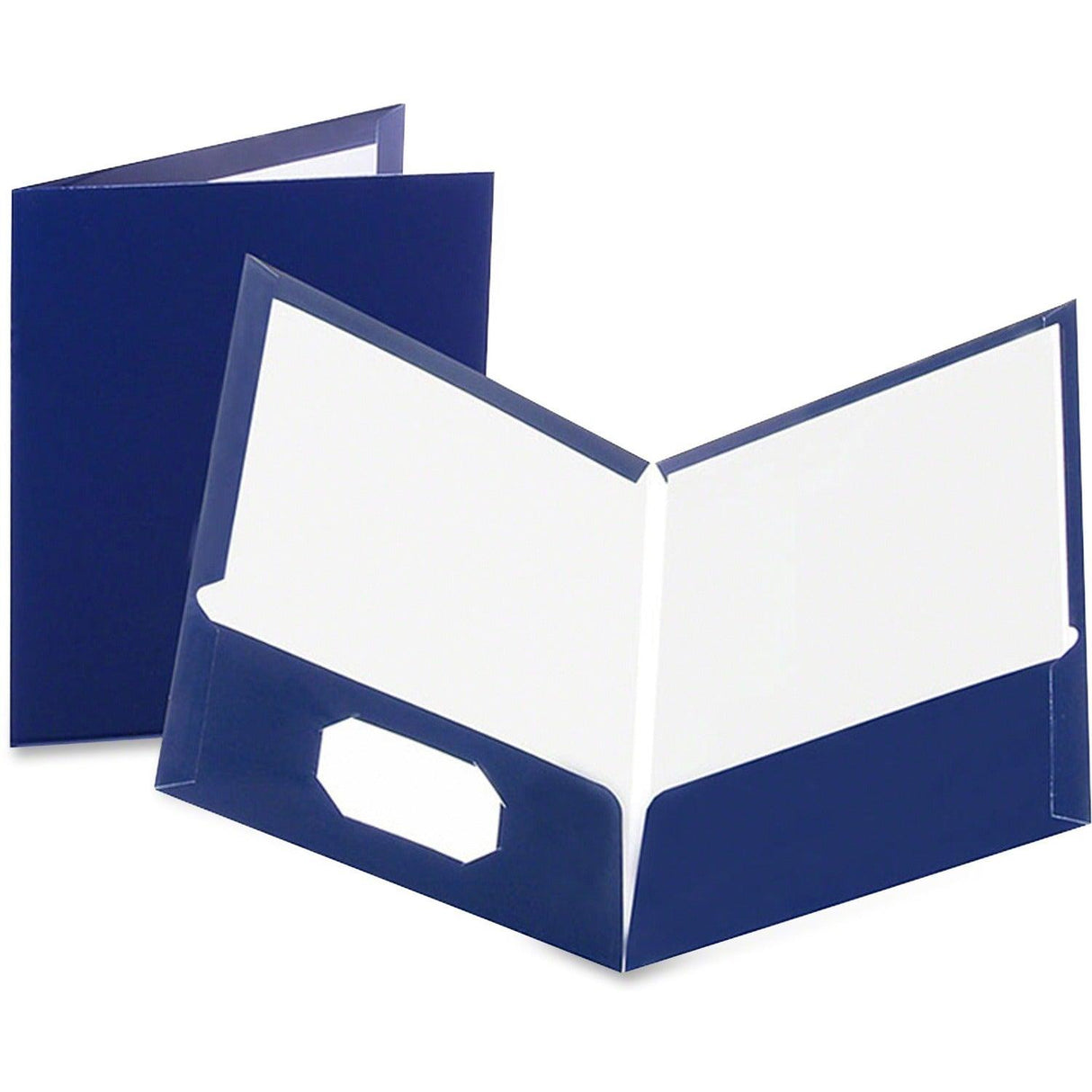 Oxford Letter Pocket Folder 8 1/2" x 11" - 100 Sheet Capacity - 2 Pocket(s) - High-Gloss laminated Cover Stock - Navy Blue - 25 / Box