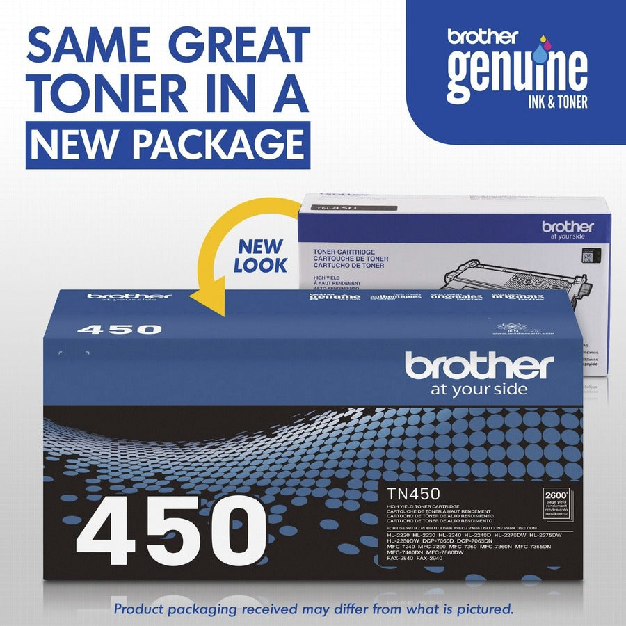 Brother TN450 Black Toner Cartridge, High Yield