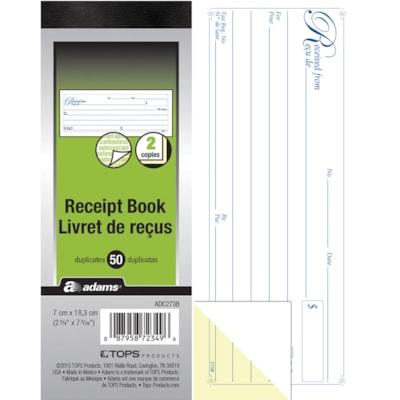 RECEIPT BOOK, 50 DUPLICATES