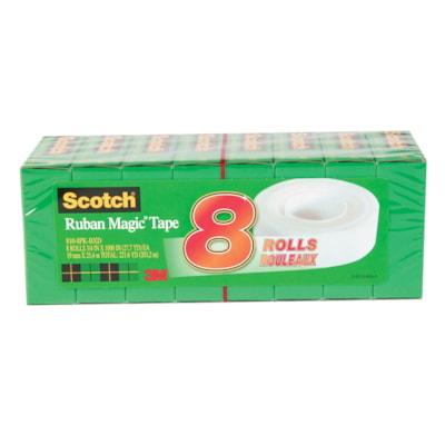 Scotch Invisible Magic Tape Boxed Refill Roll - 27.8 yd (25.4 m) Length x 0.75" (19 mm) Width - Transparent - Permanent Adhesive Backing - Split Resistant, Tear Resistant, Yellowing Resistant - For Mending, Splicing - 8 / Pack