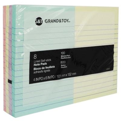 G&T 4X6 STICKY NOTE LINED PAS
