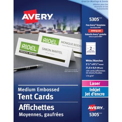 TENT CARD LASR WHT 2-1/2X8-1/2