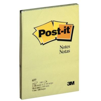 Post-it® Adhesive Note - 4 1/64" Flag/Note Width x 5 63/64" Flag/Note Length - Rectangle - 100 Sheets per Pad - "Canary Yellow - Paper - Removable, Indispensable, Recyclable - Recycled - 6 / Pack