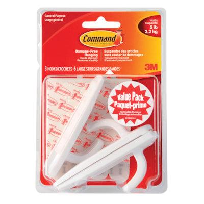 COMMAND HOOK LARGE WHITE 3PK