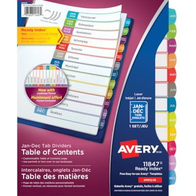 AVERY INDX 12 MONTH TOC COLOR