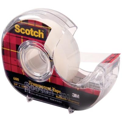 Scotch Transparent Tape with Refillable Dispenser 19mm - Yellowing Resistant, Split Resistant, Dry Resistant, Moisture Resistant, Stain Resistant -