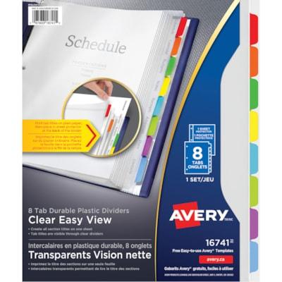 PLASTIC EASY VIEW DIVIDER 8TAB