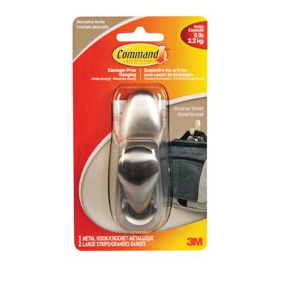 COMMAND HOOK BRUSHED METAL