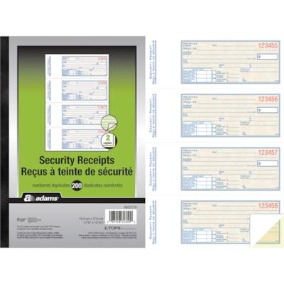 SECURITY RECEIPT BOOK, 4/PAGE