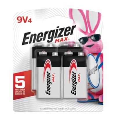 Energizer Max 9V Alkaline Batteries, 4/PK (522BP4)