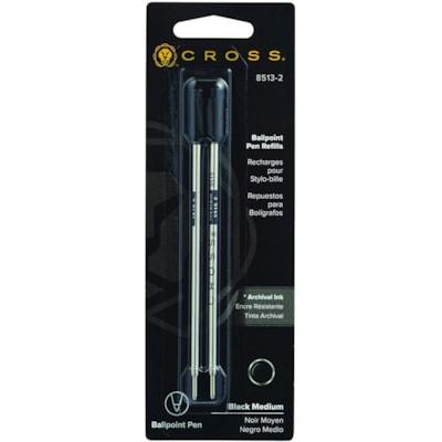 CROSS BP PEN REFILL BLK MED2PK