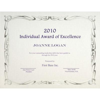 CERTIFICATE - DECO SILVER FOIL