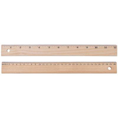 WOOD RULER 30CM(12 )METAL EDGE
