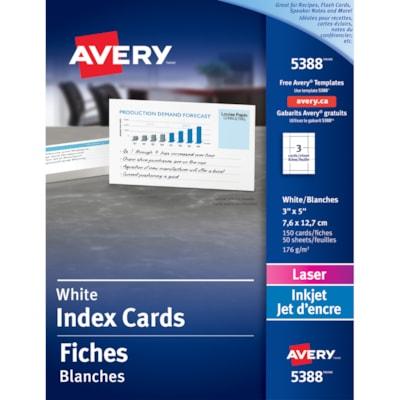 INDEX CARD LASER WHT 5X3 AVERY