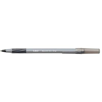 BIC Round Stic Grip Xtra-Comfort Fine Ball Point Pen, Black, 12 Pack - 0.8 mm (0.03") Fine Pen Point - Black Ink - 12 Pack