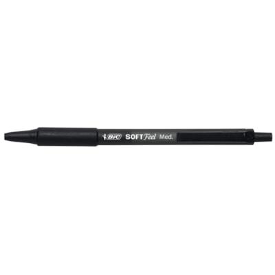 BIC Soft Feel Ballpoint Retractable Pens, Black, Medium 1.0 mm, 12/BX*