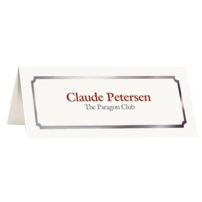 PLACE CARD WHT W/SILVR CLASSIC