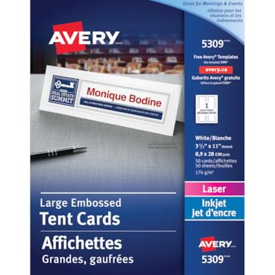 TENT CARDS LASER WHT 3-1/2X11