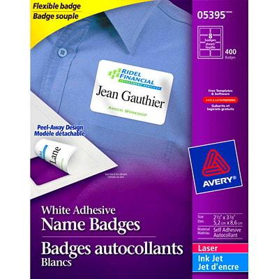 BADGE LABEL WHT 2-1/3X3-3/8