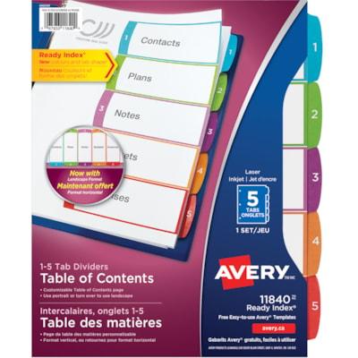 AVERY INDX NUM TOC 5TAB COLOR