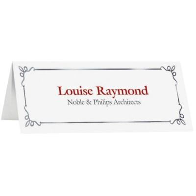 PLACE CARD WHT W/SILVR EMBASSY