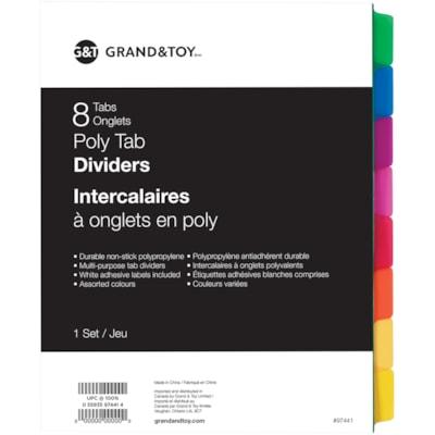 G&T COLOUR POLY DIVIDER 8TAB