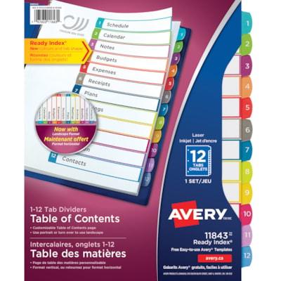 AVERY INDX NUM 12 TAB COLOR