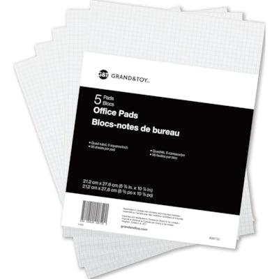 OFFICE PAD WHT LTR 5 QUAD/IN