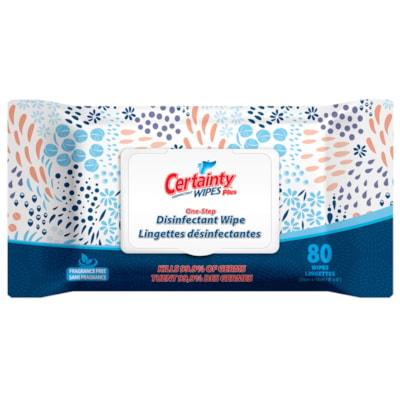 CERTAINTY PLUS WIPE 80/PK FLAT