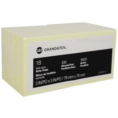 G&T 3X3 STICKY NOTE 18PK YEL