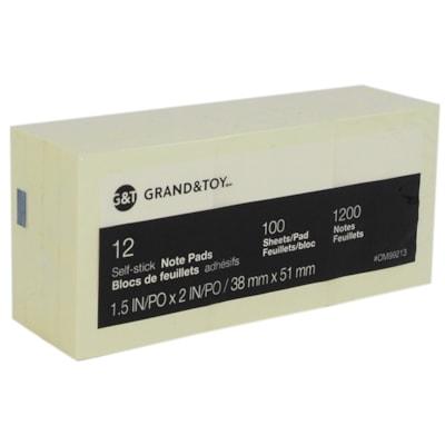 G&T 1.5X2 STICKY NOTE 12PK YEL