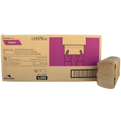 Cascades PRO Multifold Paper Towel, 9 x 9.45 - 1 Ply - Multifold - 250 Sheets - Natural - 16 / Case