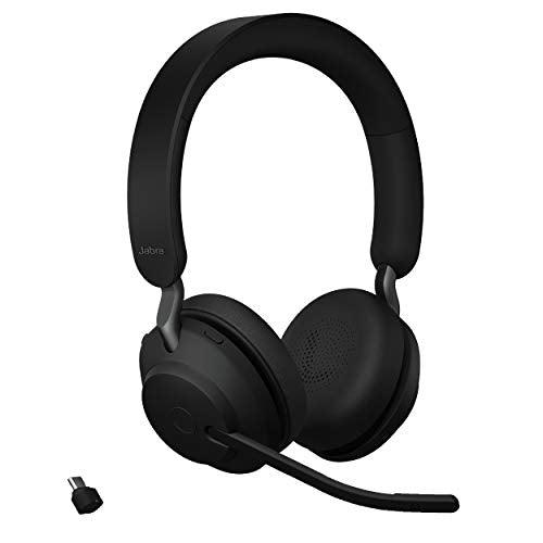 Jabra Evolve2 65 UC Wireless Headphones, Stereo, Black – Wireless Bluetooth Headset for Calls and Music, 37 Hours of Battery Life, Passive Noise Cancelling Headphones, Stereo (USB-C)