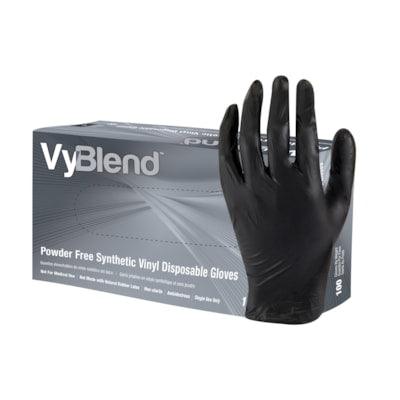 VINYL/NITRILE GLOVE BLK S 100