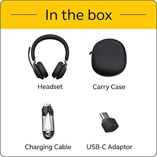 Jabra Evolve2 65 UC Wireless Headphones, Stereo, Black – Wireless Bluetooth Headset for Calls and Music, 37 Hours of Battery Life, Passive Noise Cancelling Headphones, Stereo (USB-C)
