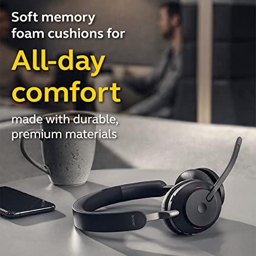 Jabra Evolve2 65 UC Wireless Headphones, Stereo, Black – Wireless Bluetooth Headset for Calls and Music, 37 Hours of Battery Life, Passive Noise Cancelling Headphones, Stereo (USB-C)