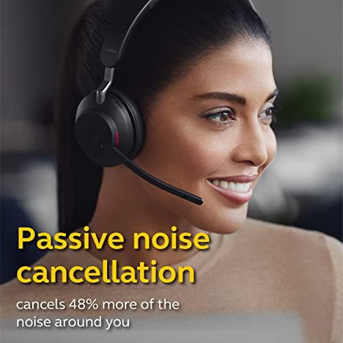 Jabra Evolve2 65 UC Wireless Headphones, Stereo, Black – Wireless Bluetooth Headset for Calls and Music, 37 Hours of Battery Life, Passive Noise Cancelling Headphones, Stereo (USB-C)