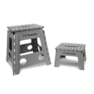 FOLDING STEP STOOLS GREY 2PACK