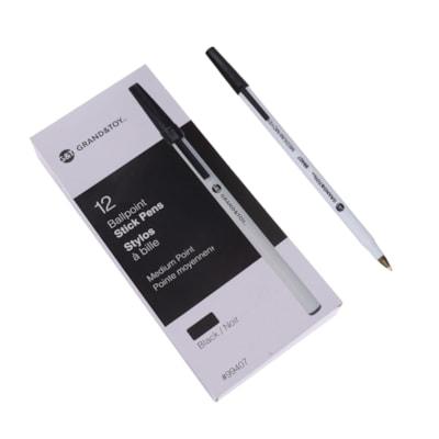 BALLPT PEN BLK MED STICK 12/BX