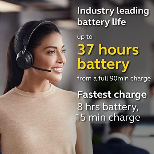 Jabra Evolve2 65 UC Wireless Headphones, Stereo, Black – Wireless Bluetooth Headset for Calls and Music, 37 Hours of Battery Life, Passive Noise Cancelling Headphones, Stereo (USB-C)