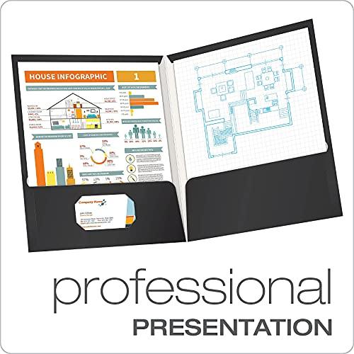 Oxford Pocket Folders, Laminated Twin, High-Gloss Black, Letter Size, 100-Sheet Capacity, 25-Pack