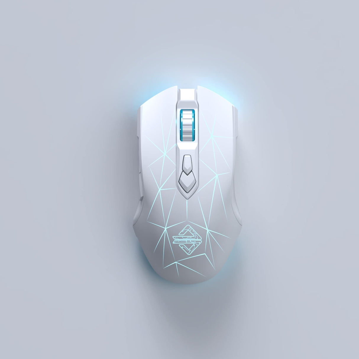 AJ52PRO Watcher 2.4G Wireless/Bluetooth 5.0/ Wired Gaming Mouse, 10000 DPI, Programmable 7 Buttons, Ergonomic LED Backlit USB Gamer Mice Computer Laptop PC, for Windows Mac Linux OS, Star White
