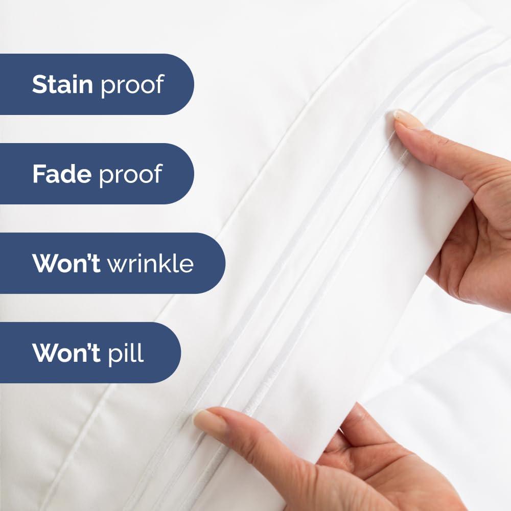 Queen Size 4 Piece Sheet Set - Comfy Breathable & Cooling Sheets - Hotel Luxury Bed Sheets for Women & Men - Deep Pockets, Easy-Fit, Extra Soft & Wrinkle Free Sheets - White Oeko-Tex Bed Sheet Set